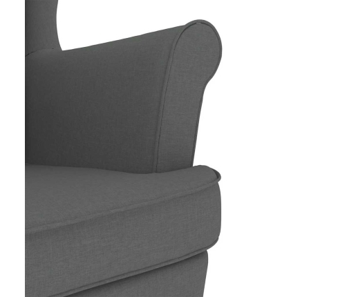 Sillón mecedora con taburete tela gris oscuro