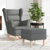 Sillón mecedora con taburete tela gris oscuro