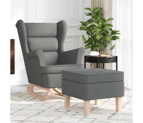 Sillón mecedora con taburete tela gris oscuro