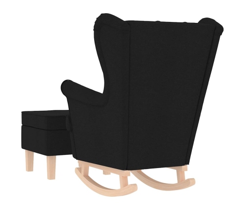 Sillón mecedora con taburete tela negro