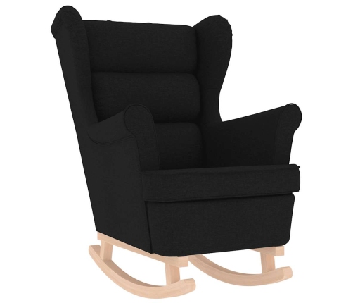 Sillón mecedora con taburete tela negro