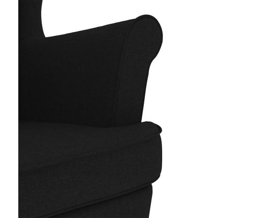 Sillón mecedora con taburete tela negro