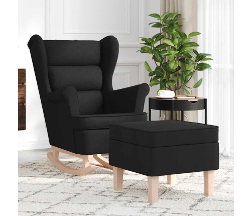 Sillón mecedora con taburete tela negro