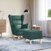 Sillón mecedora con taburete tela verde oscuro