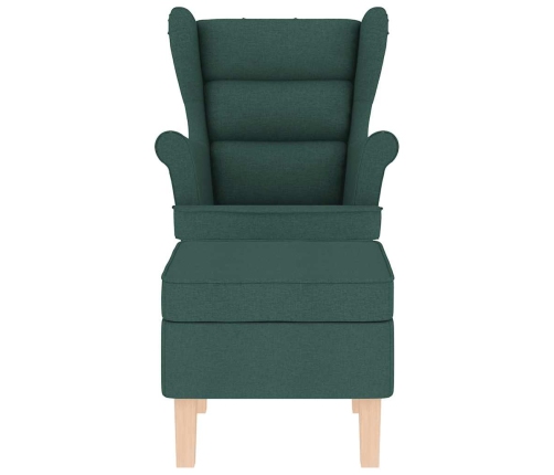 Sillón mecedora con taburete tela verde oscuro