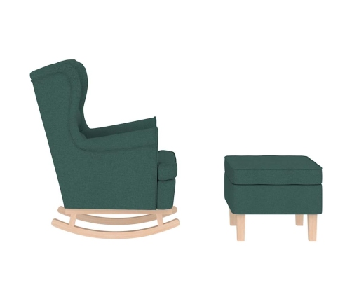 Sillón mecedora con taburete tela verde oscuro