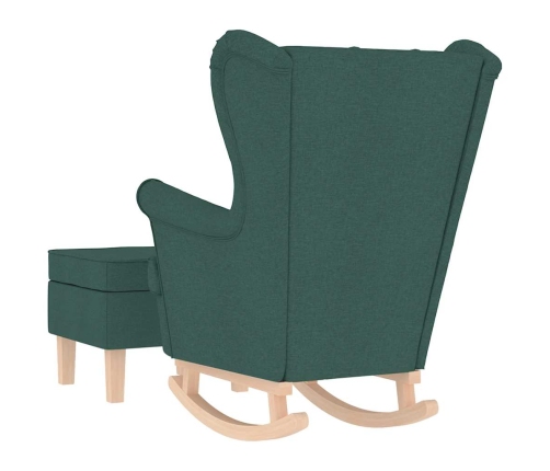 Sillón mecedora con taburete tela verde oscuro