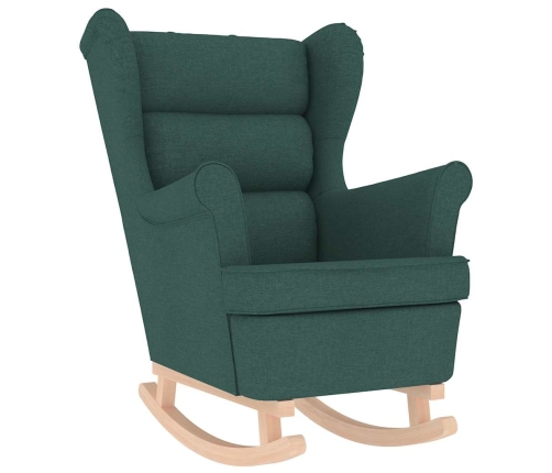 Sillón mecedora con taburete tela verde oscuro