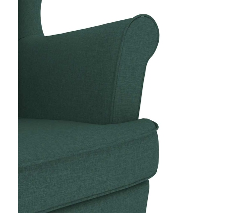 Sillón mecedora con taburete tela verde oscuro