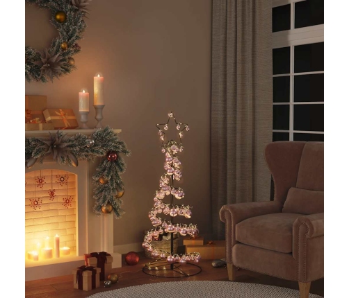 VidaXL LED para árbol de Navidad con bolas 80 LED blanco cálido 120 cm