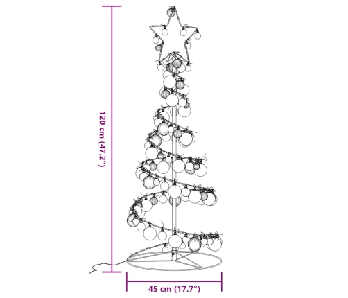 VidaXL LED para árbol de Navidad con bolas 80 LED blanco cálido 120 cm