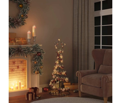 VidaXL LED para árbol de Navidad con bolas 80 LED blanco cálido 120 cm