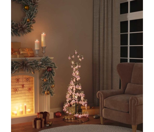 VidaXL Cono de luz para árbol de Navidad con bolas 80 LED 120 cm