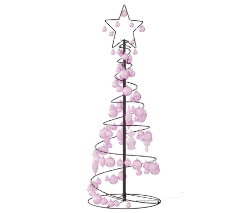 VidaXL Cono de luz para árbol de Navidad con bolas 80 LED 120 cm