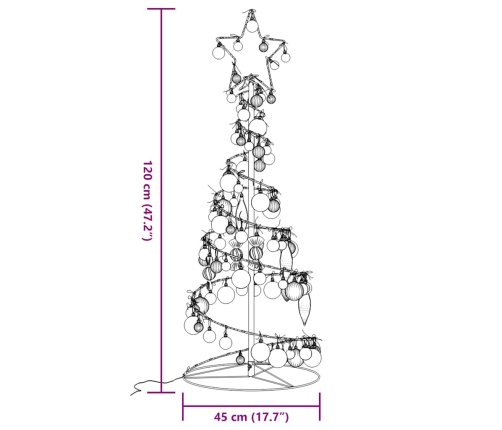 VidaXL LED para árbol de Navidad con bolas 80 LED blanco cálido 120 cm