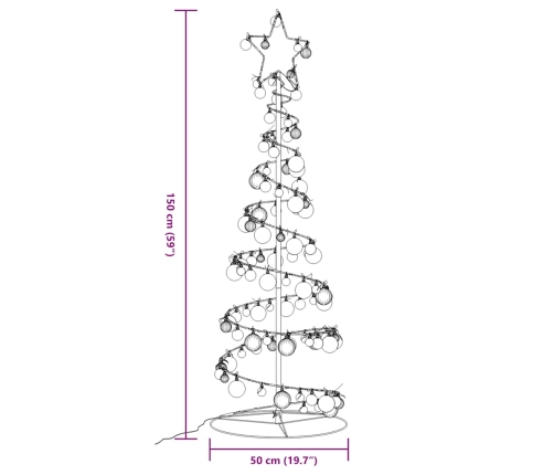 VidaXL LED para árbol de Navidad con bolas 100 LED blanco cálido 150cm