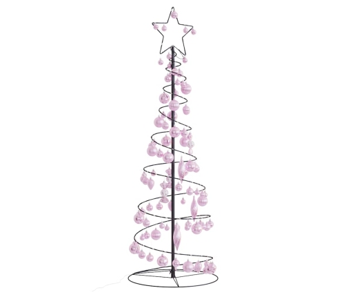 VidaXL Cono de luz para árbol de Navidad con bolas 100 LED 150 cm