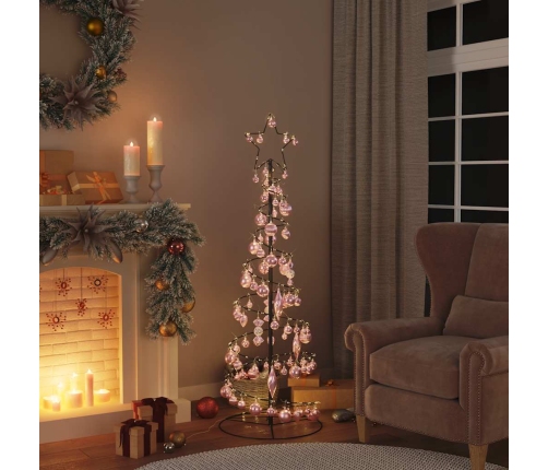 VidaXL Cono de luz para árbol de Navidad con bolas 100 LED 150 cm