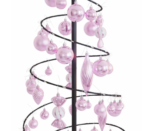 VidaXL Cono de luz para árbol de Navidad con bolas 100 LED 150 cm