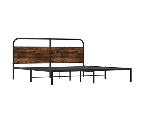 Estructura de cama sin colchón metal roble ahumado 193x203 cm