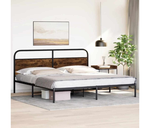 Estructura de cama sin colchón metal roble ahumado 193x203 cm