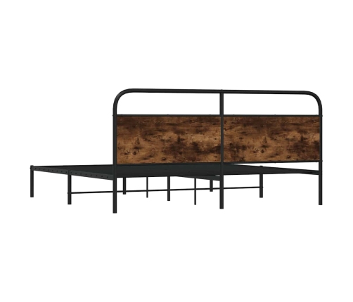 Estructura de cama sin colchón metal roble ahumado 193x203 cm