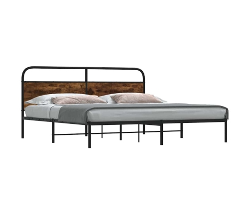 Estructura de cama sin colchón metal roble ahumado 193x203 cm