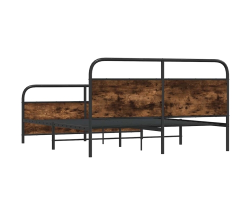 Estructura de cama sin colchón metal roble ahumado 193x203 cm