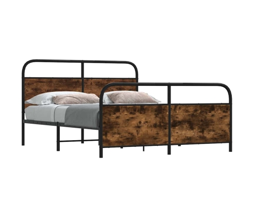 Estructura de cama sin colchón metal roble ahumado 193x203 cm