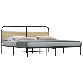 Estructura de cama sin colchón metal roble Sonoma 183x213 cm