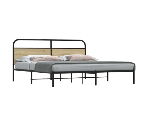 Estructura de cama sin colchón metal roble Sonoma 183x213 cm