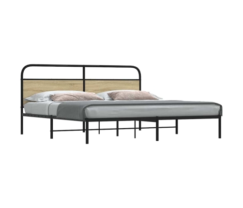 Estructura de cama sin colchón metal roble Sonoma 193x203 cm