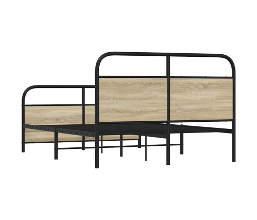 Estructura de cama sin colchón metal roble Sonoma 140x190 cm