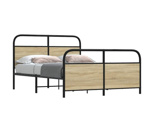 Estructura de cama sin colchón metal roble Sonoma 140x190 cm