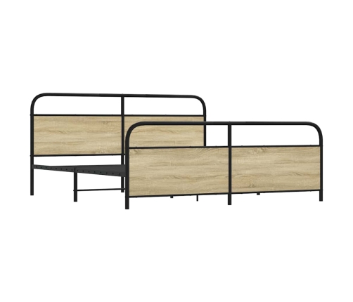 Estructura de cama sin colchón metal roble Sonoma 180x200 cm