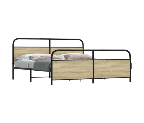 Estructura de cama sin colchón metal roble Sonoma 180x200 cm
