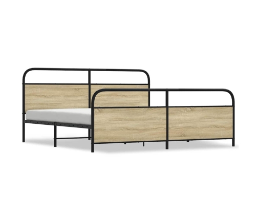 Estructura de cama sin colchón metal roble Sonoma 183x213 cm