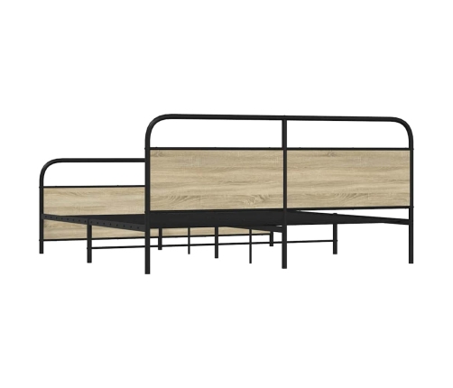 Estructura de cama sin colchón metal roble Sonoma 183x213 cm