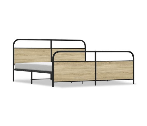 Estructura de cama sin colchón metal roble Sonoma 193x203 cm