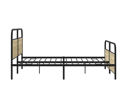 Estructura de cama sin colchón metal roble Sonoma 193x203 cm