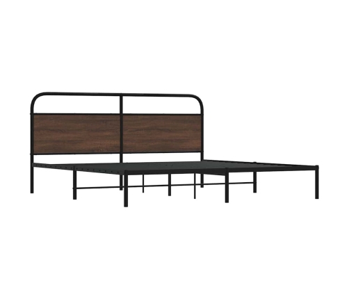 Estructura de cama sin colchón metal roble marrón 180x200 cm