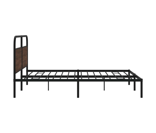 Estructura de cama sin colchón metal roble marrón 180x200 cm