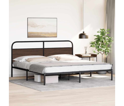 Estructura de cama sin colchón metal roble marrón 183x213 cm