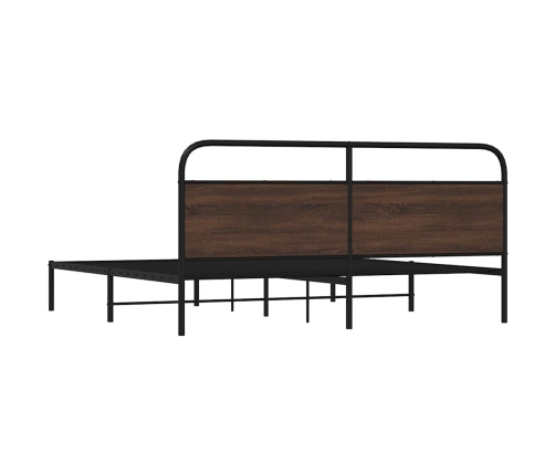 Estructura de cama sin colchón metal roble marrón 183x213 cm