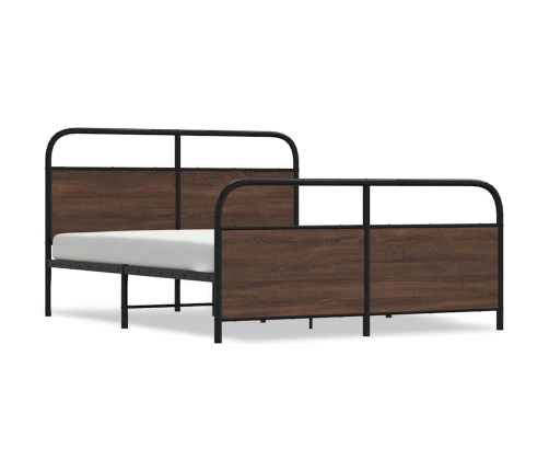 Estructura de cama sin colchón metal marrón roble 160x200 cm