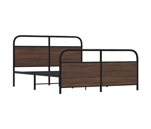 Estructura de cama sin colchón metal marrón roble 160x200 cm
