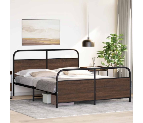 Estructura de cama sin colchón metal marrón roble 160x200 cm