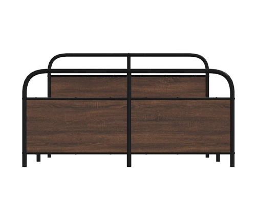 Estructura de cama sin colchón metal marrón roble 160x200 cm