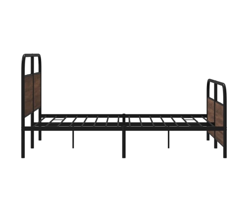 Estructura de cama sin colchón metal marrón roble 160x200 cm