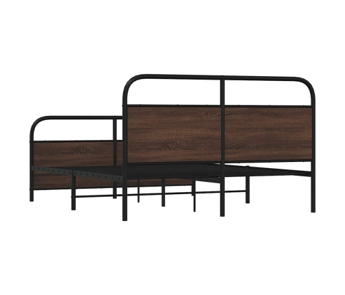 Estructura de cama sin colchón metal marrón roble 160x200 cm
